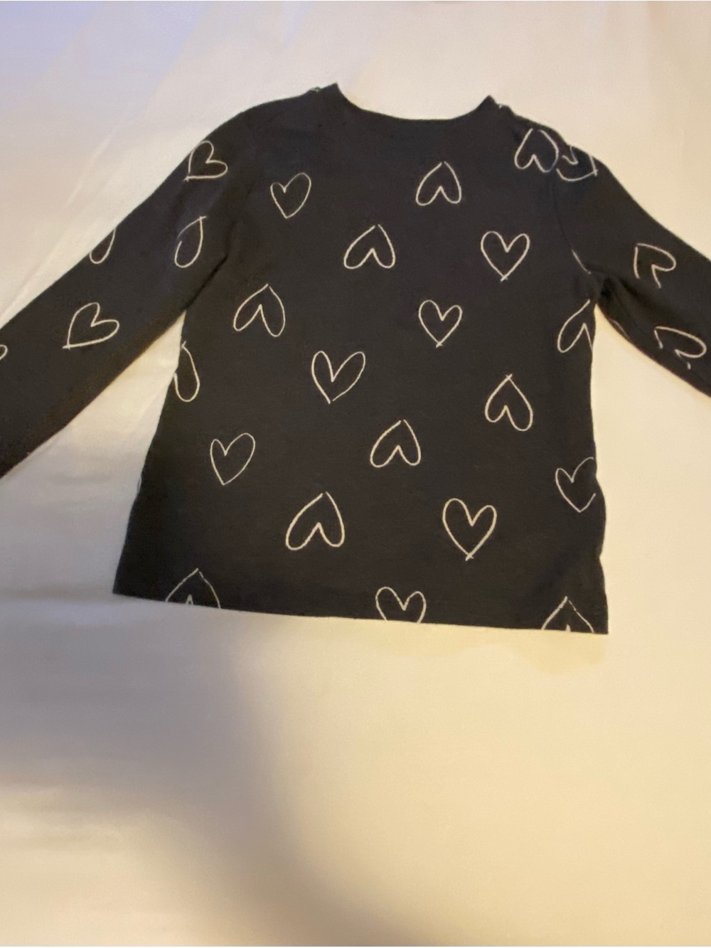 Old Navy Black Long-Sleeve Tee with White Heart Print